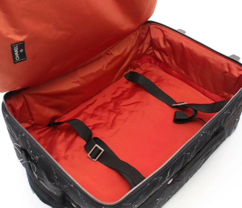 Chanel Black Canvas Luggage with Lock & Key Size