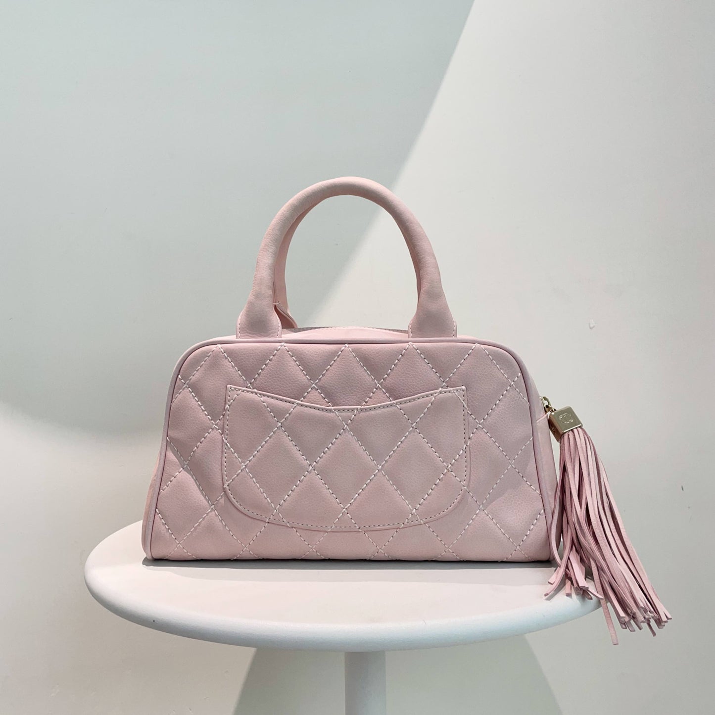 Chanel Timeless Pink Quilted Leather Bowler Bag Small Size