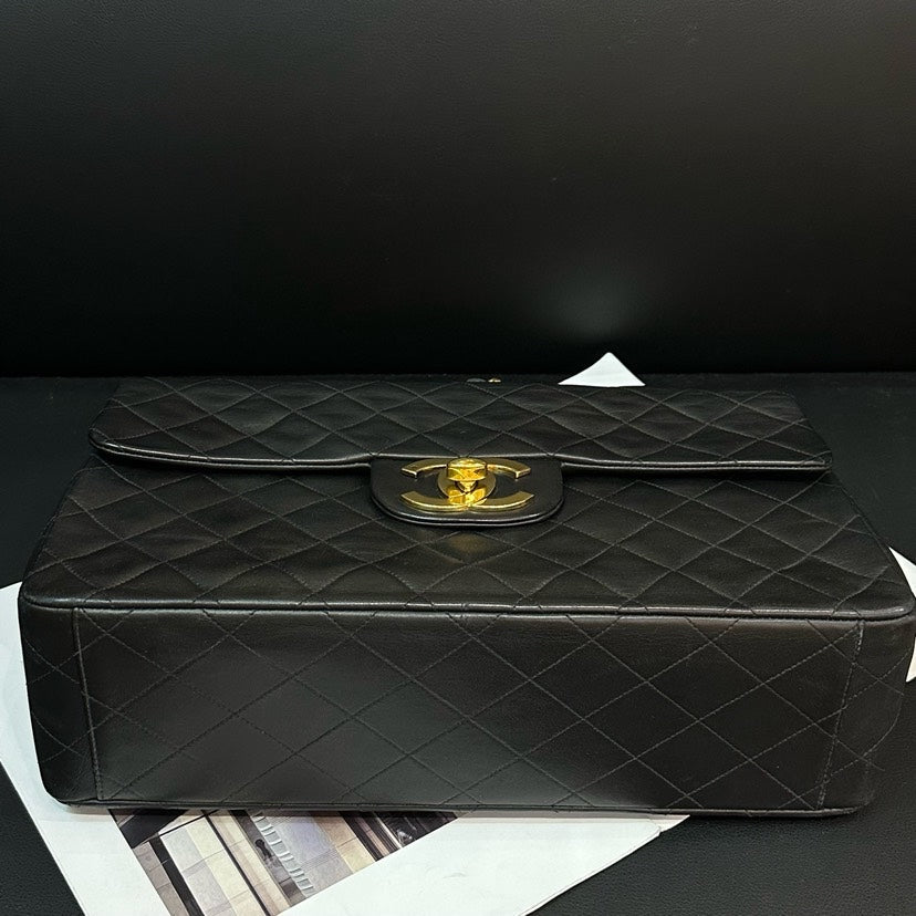 Chanel CF Maxi Black Quilted Leather Shoulder Bag
