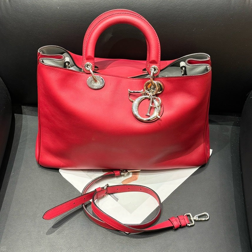 Dior Handbag VIP Tote Bag 38x26x12 Leather Red
