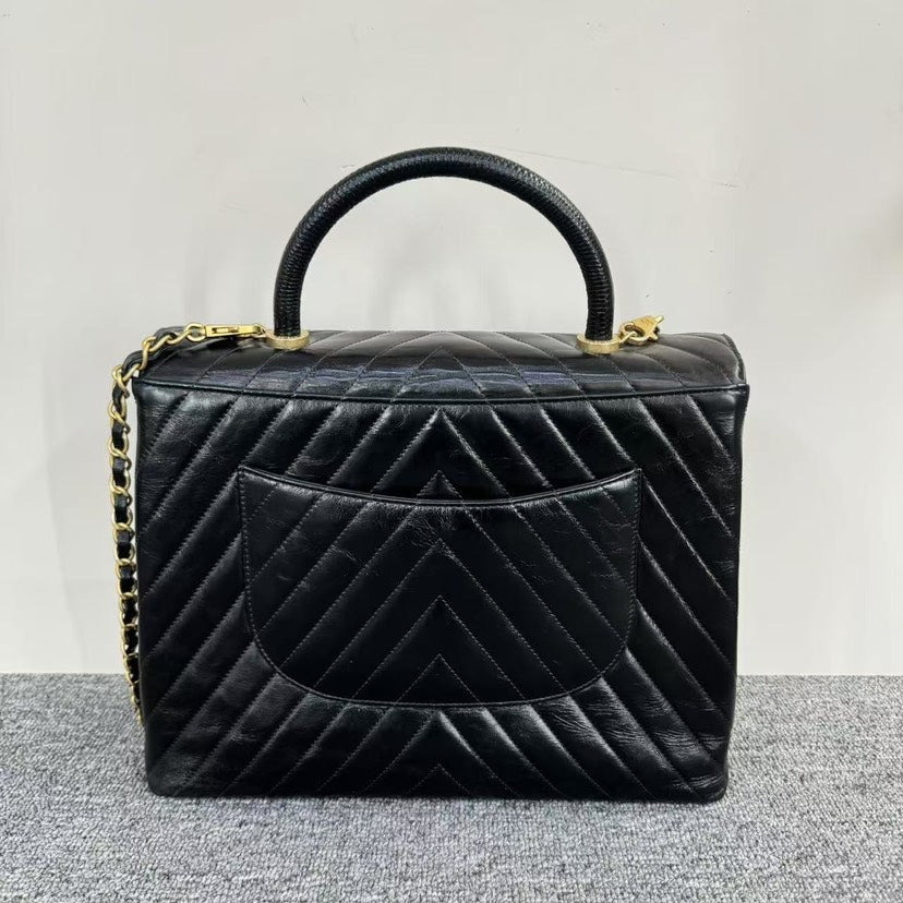 Chanel Chevron Black Handle Bag