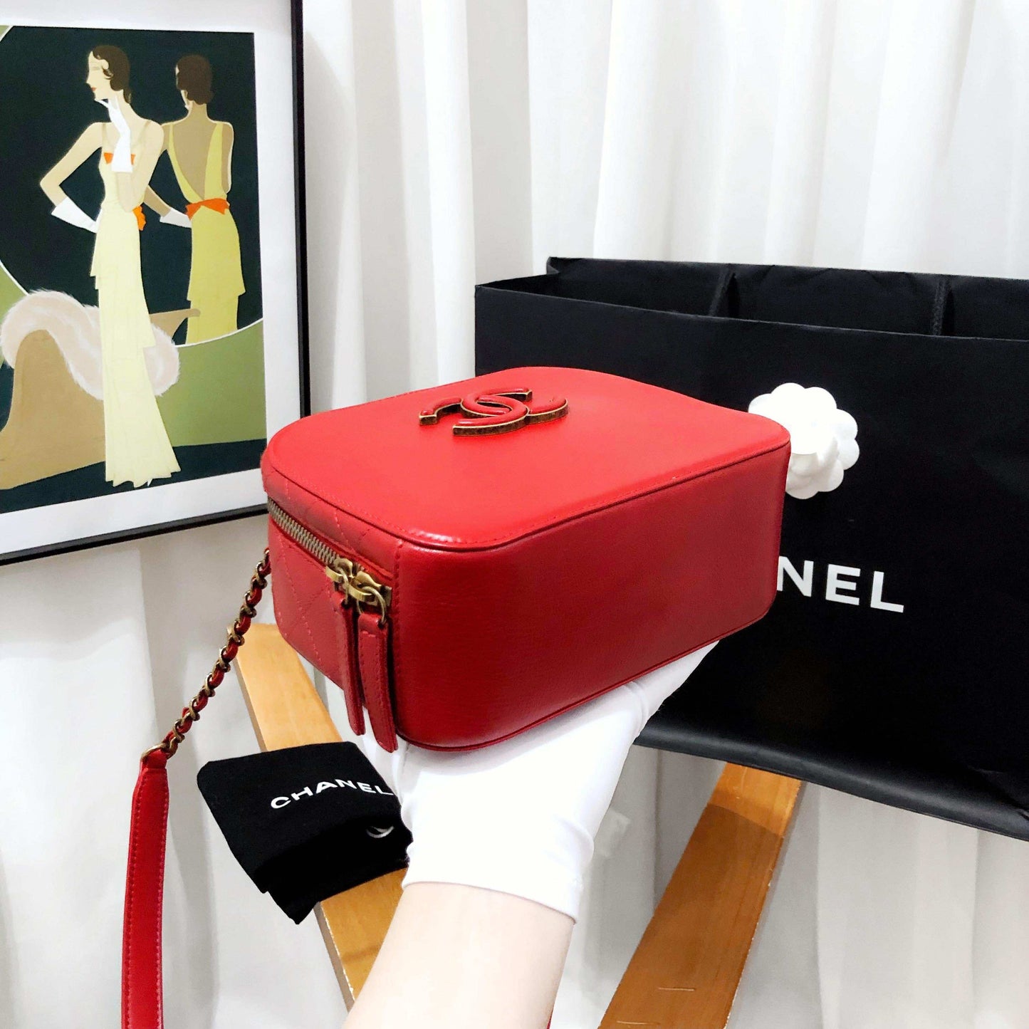 Chanel Red Leather Camera Bag - Preloved