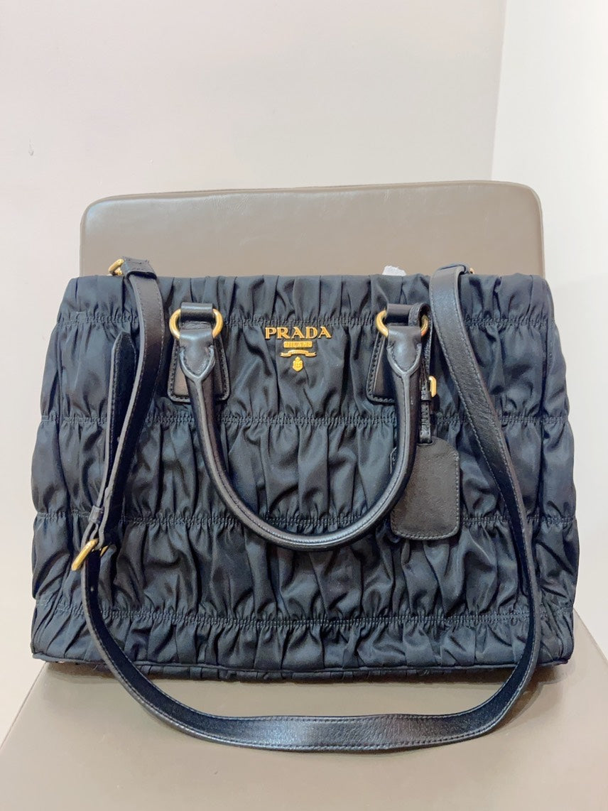 Prada Handbag Classic 2Ways Tote in - Designer Bag Nylon Black Tote Bag