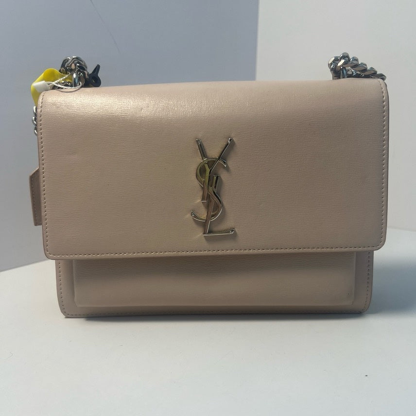YSL Saint Laurent Handbag Sunset Crossbody Bag Leather Beige