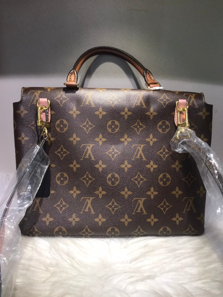 Louis Vuitton Monogram Canvas and Pink Leather Satchel Bag