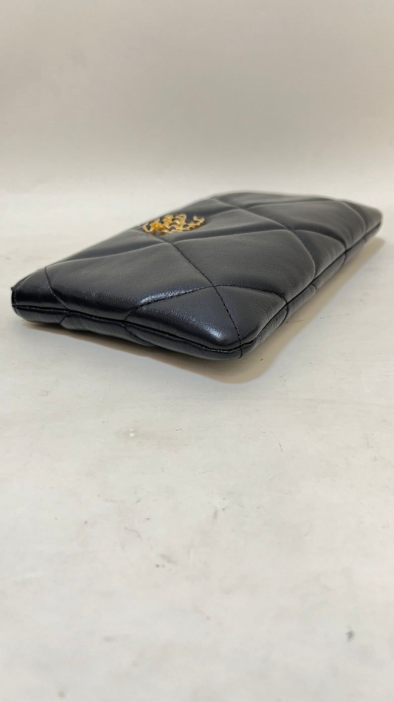 Chanel Black Leather Quilted Clutch Bag