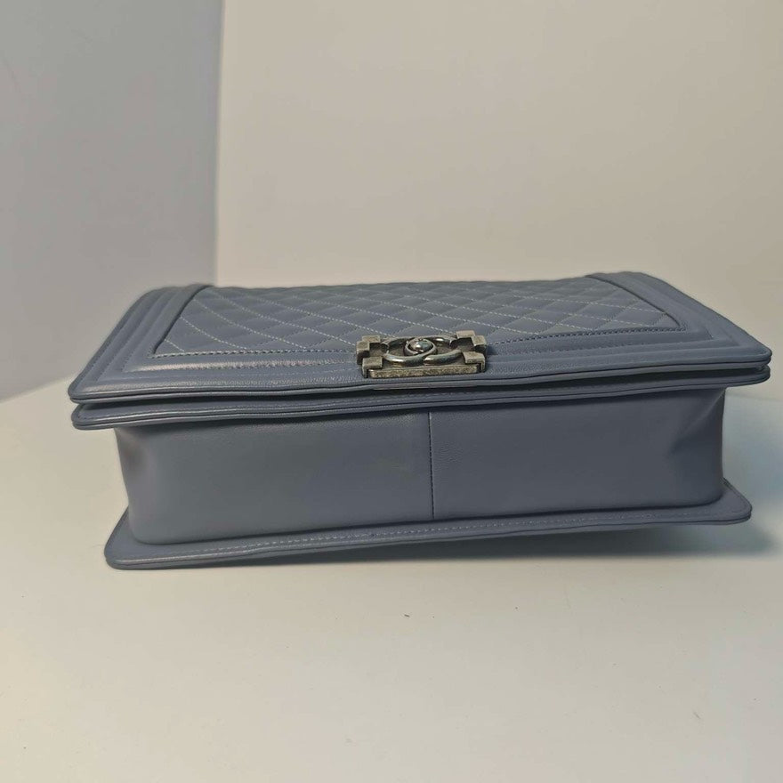 Chanel Le Boy Smog Blue Lambskin Maxi Shoulder Bag