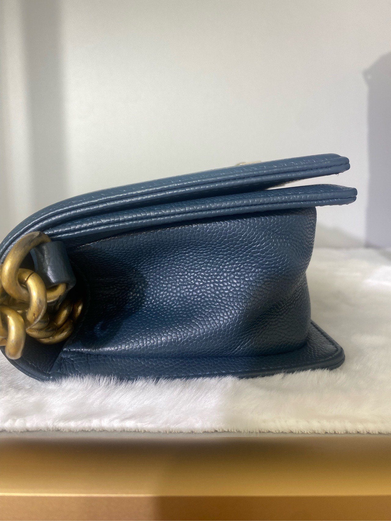 Chanel LeBoy S Navy Leather Crossbody Bag