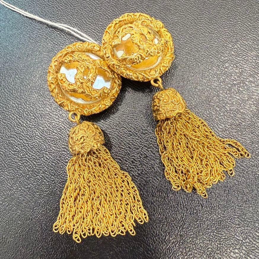 Chanel Coco Lava Tassel Clip-on Earrings A FM