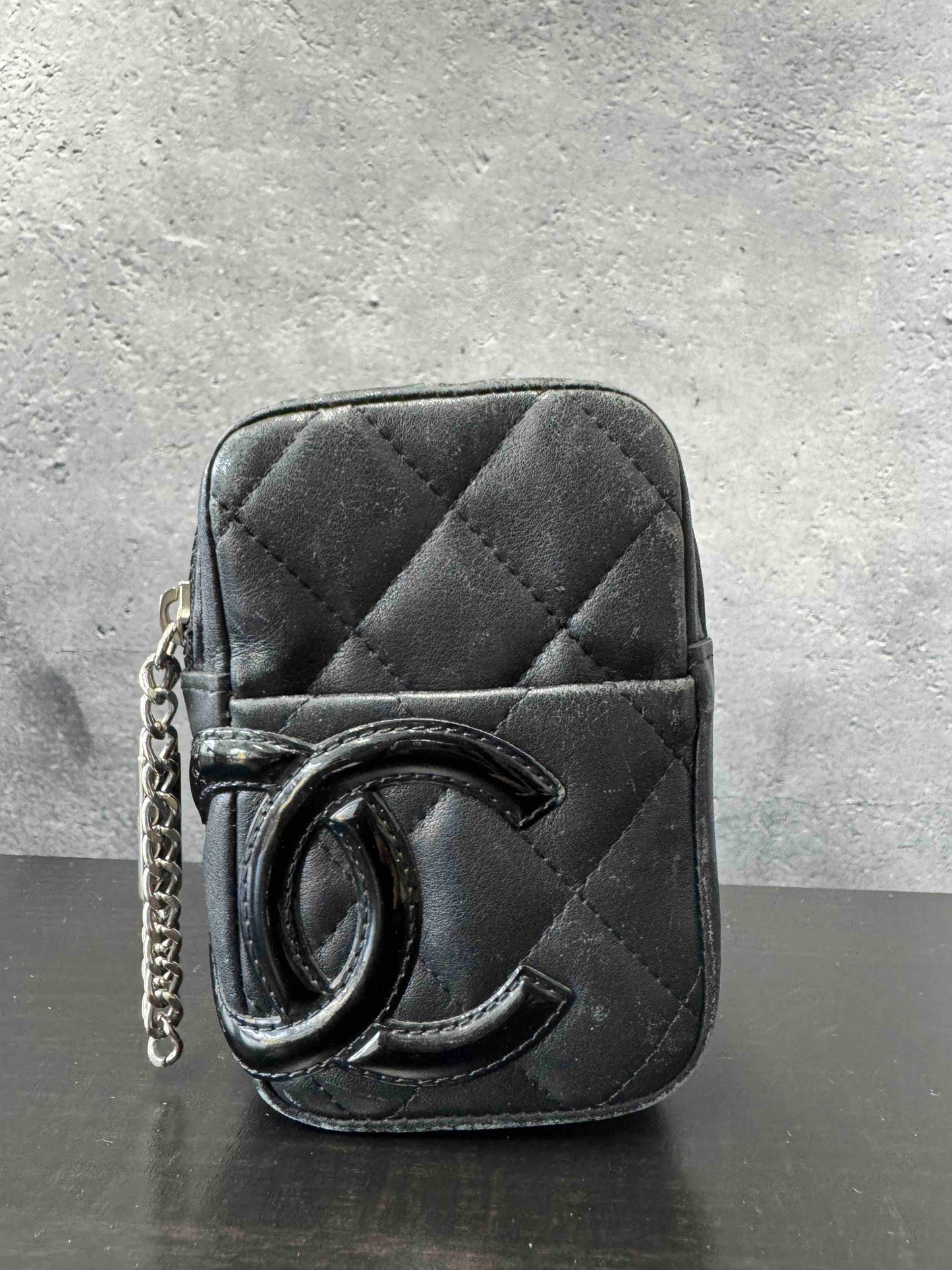 Chanel Mini Pouch RE Black Leather Clutch