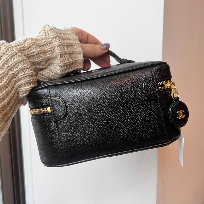 Chanel Caviar Leather Cosmetic Bag Black