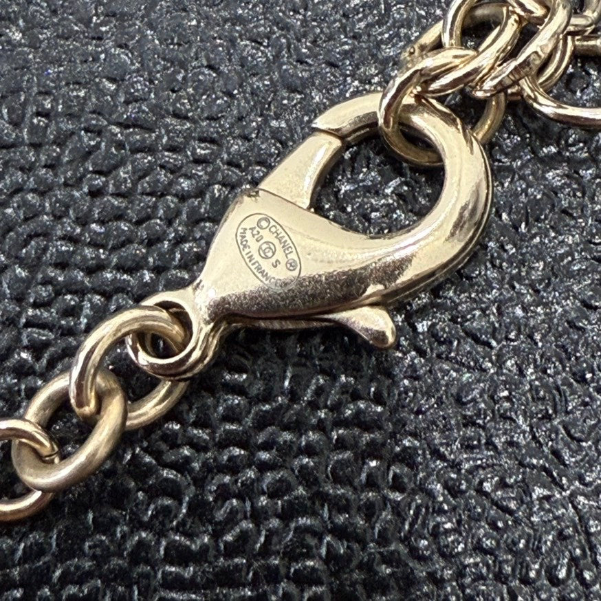 Preloved Chanel Coco Pearl Rhinestone Necklace Gold