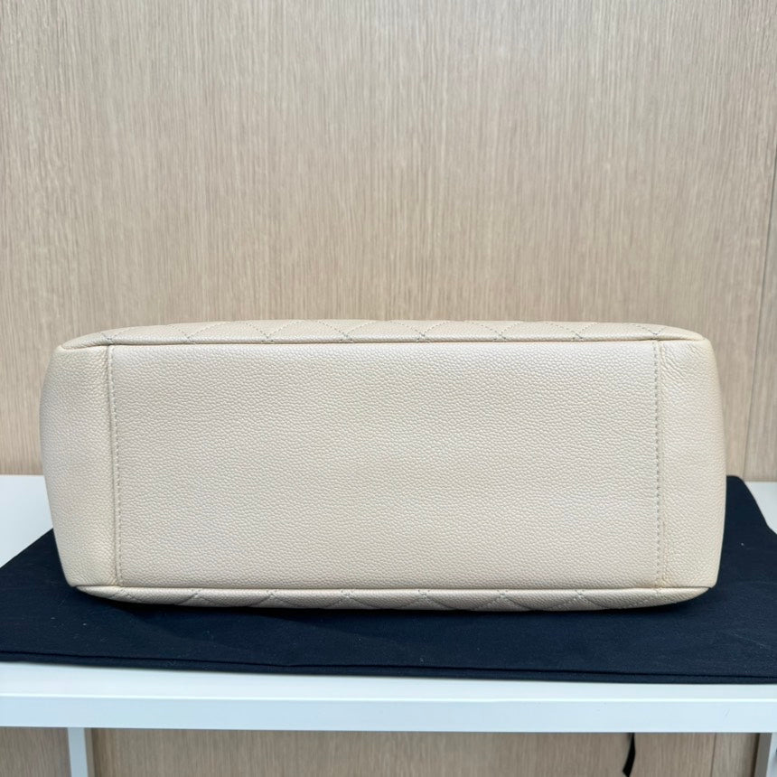 Chanel Beige Quilted Leather Shopper Tote Bag
