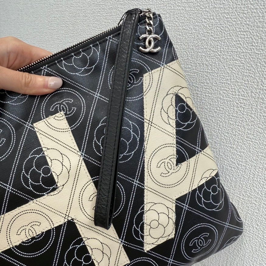 Chanel Camellia Clutch Bag GT Black Leather Clutch