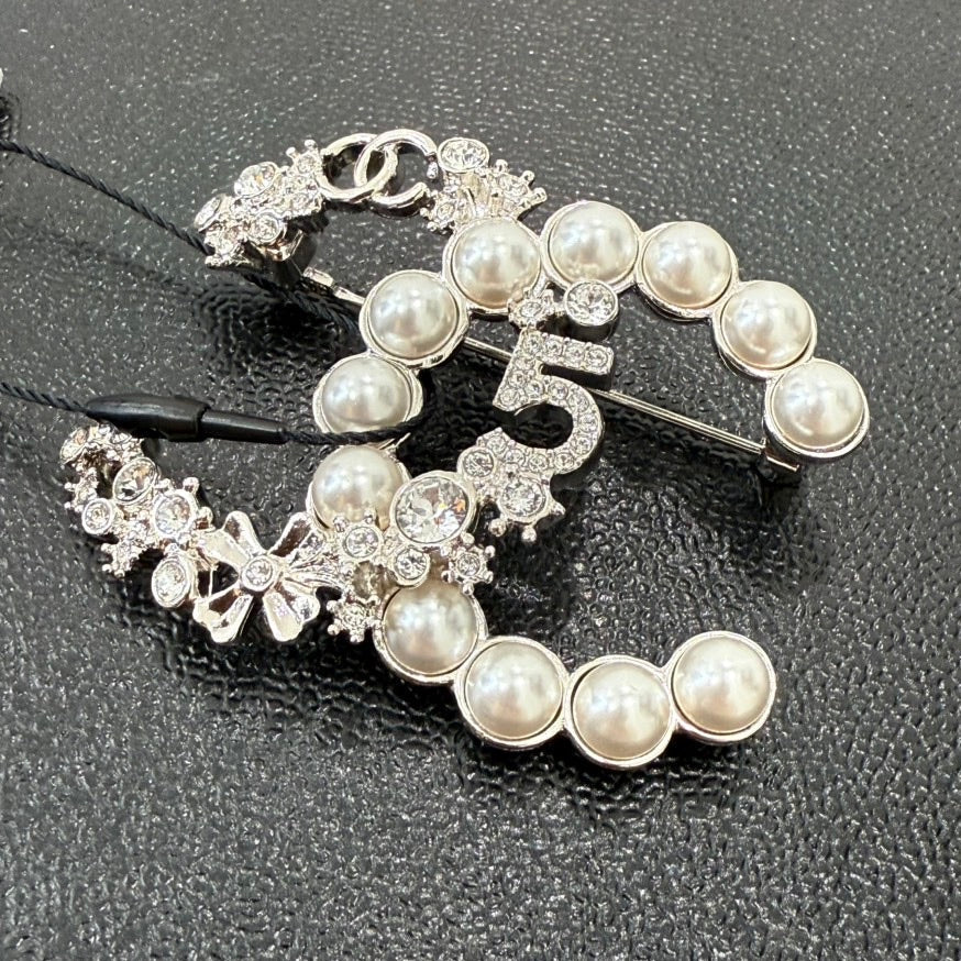 Chanel Coco Rhinestone Pearl Brooch