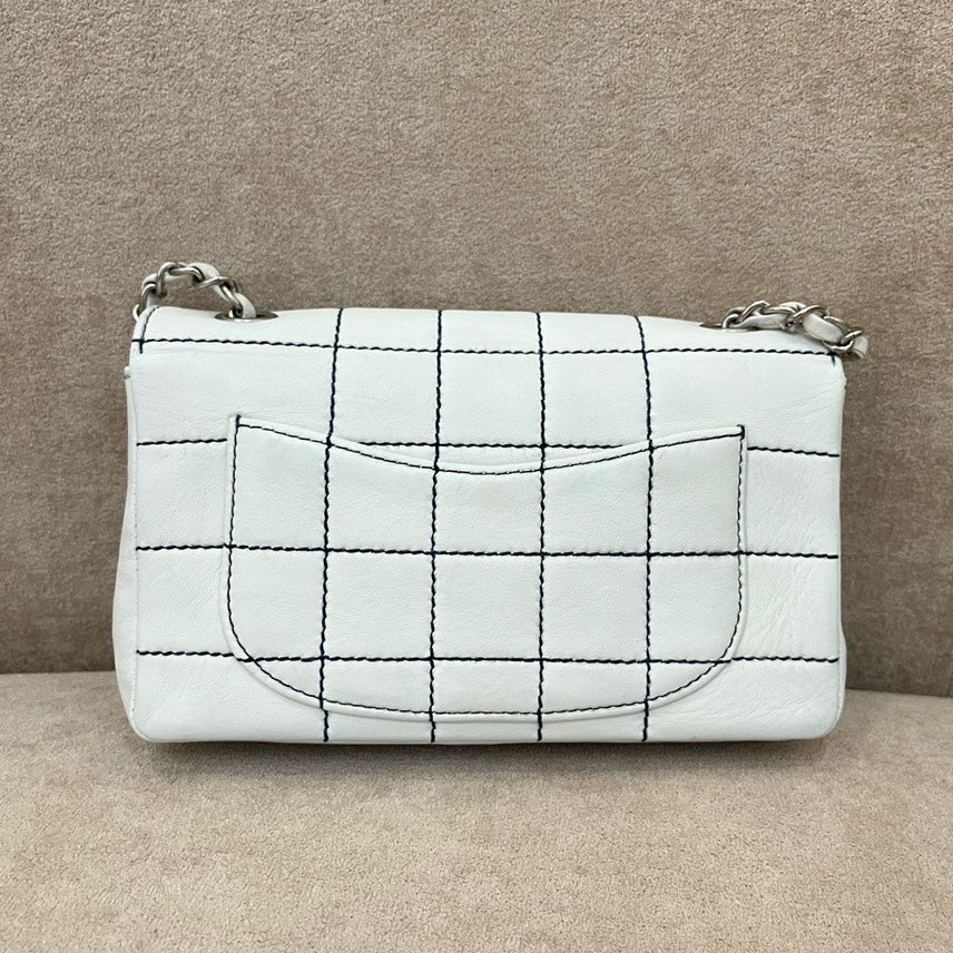 Preloved Chanel White Grid Leather Crossbody Bag