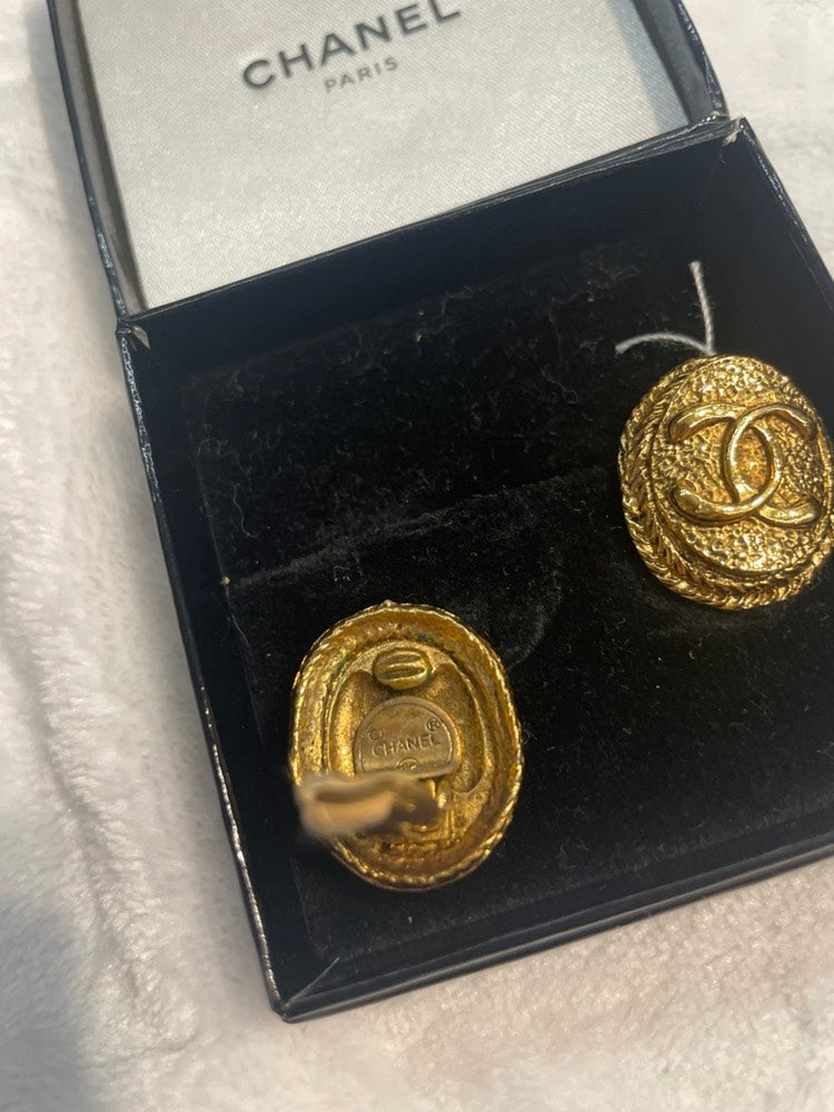 Chanel Gold Clip On Earrings