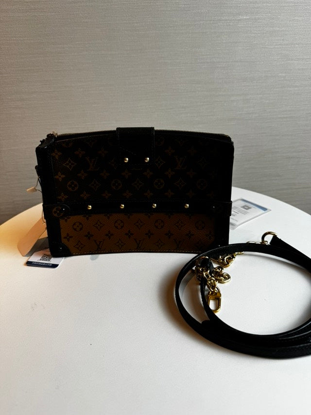 Louis Vuitton Petite Malle Monogram Canvas Top Handle Bag in Brown
