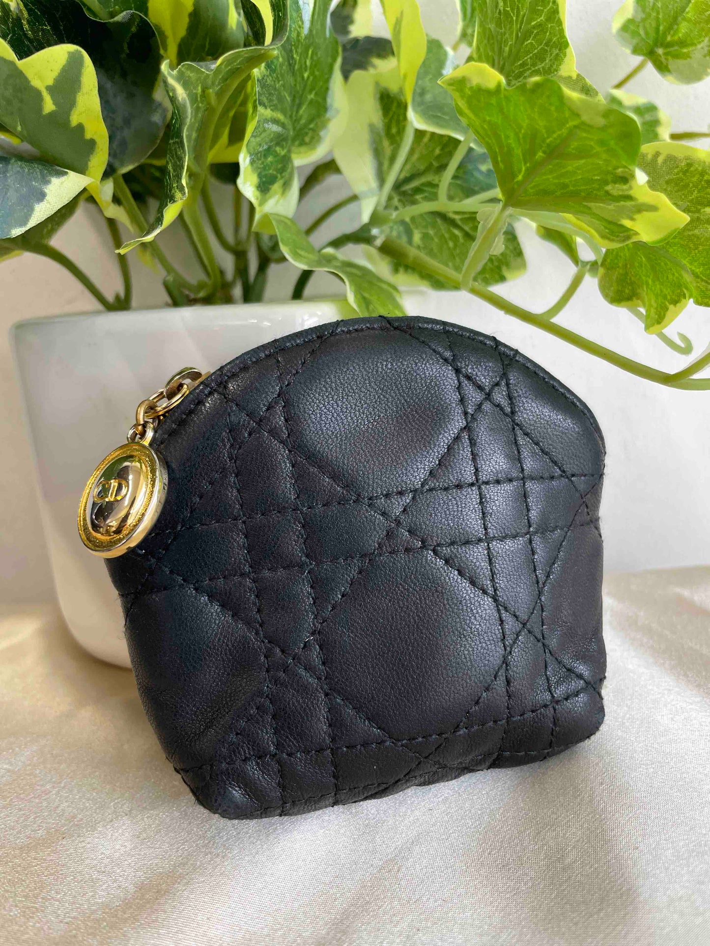 Dior Handbag Cannage Lamb-skin Pouch Clutch Black Clutch Bag