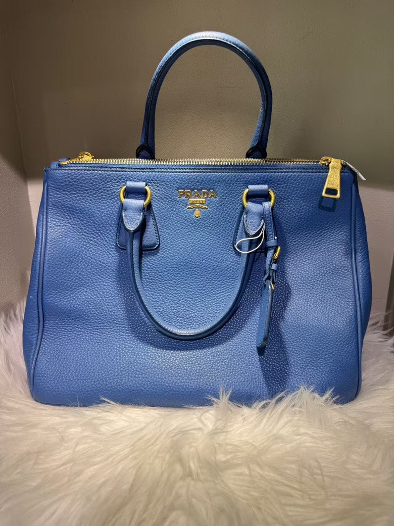 Lux Tote Bag Leather Saffiano Blue