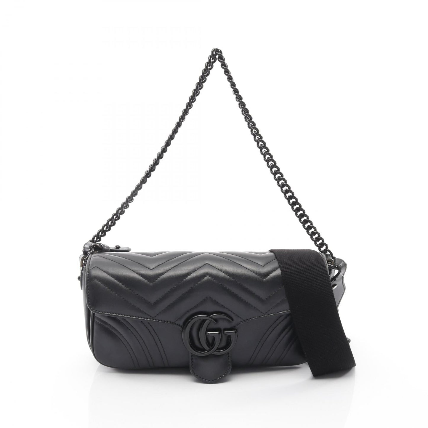 GUCCI GG Marmont chain shoulder bag leather black 2WAY 2119900029054