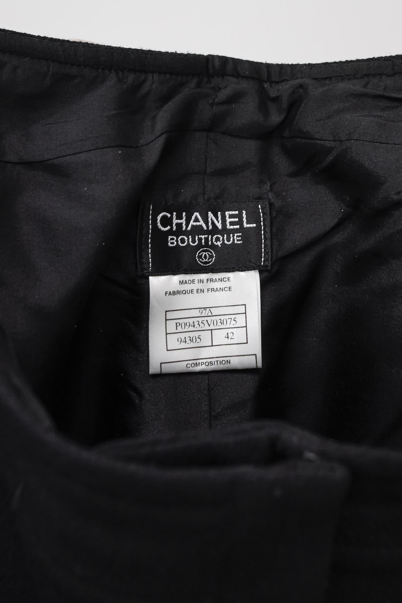 Chanel 97A Black Wool Crepe Tro Rs Bag