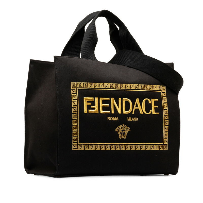 Fendi Fendace La Medusa 2Way Bag Canvas Travel Bag