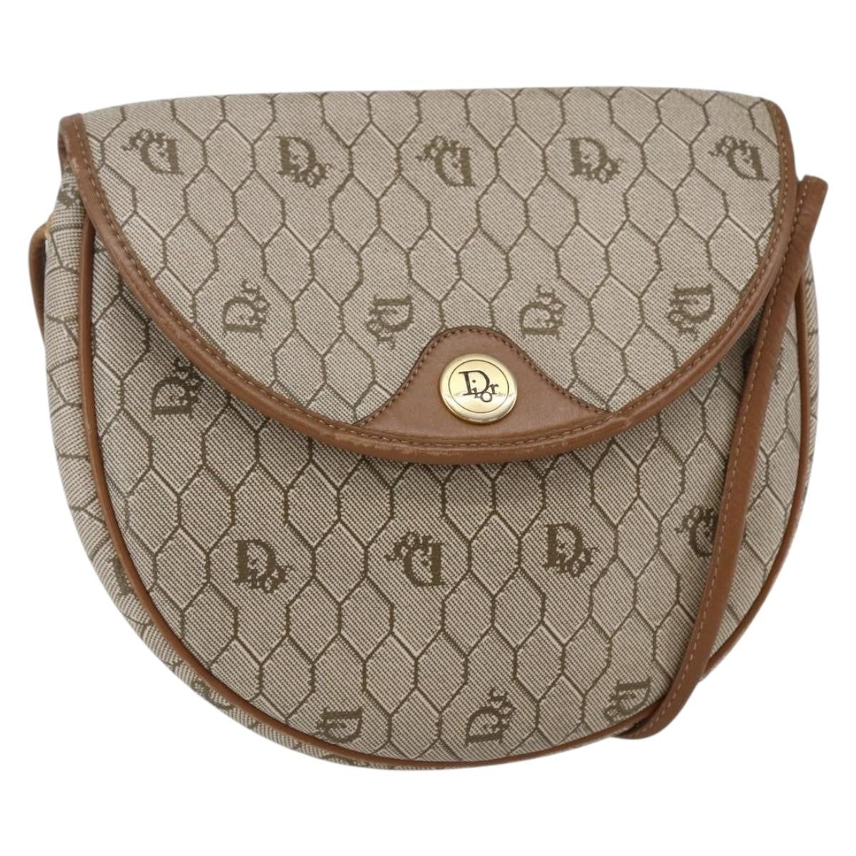 Dior Crossbody Bag Christian Honeycomb Coated Shoulder Bag Bag Canvas Beige Flap
