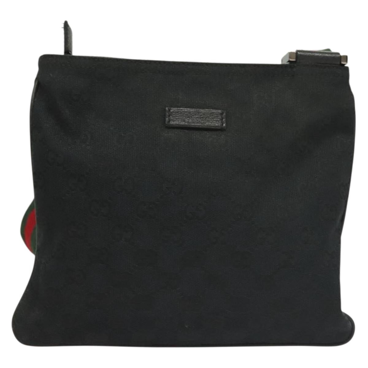 Gucci Web Strap Zip Messenger Bag Gg Canvas Black Canvas Shoulder Bag Bag