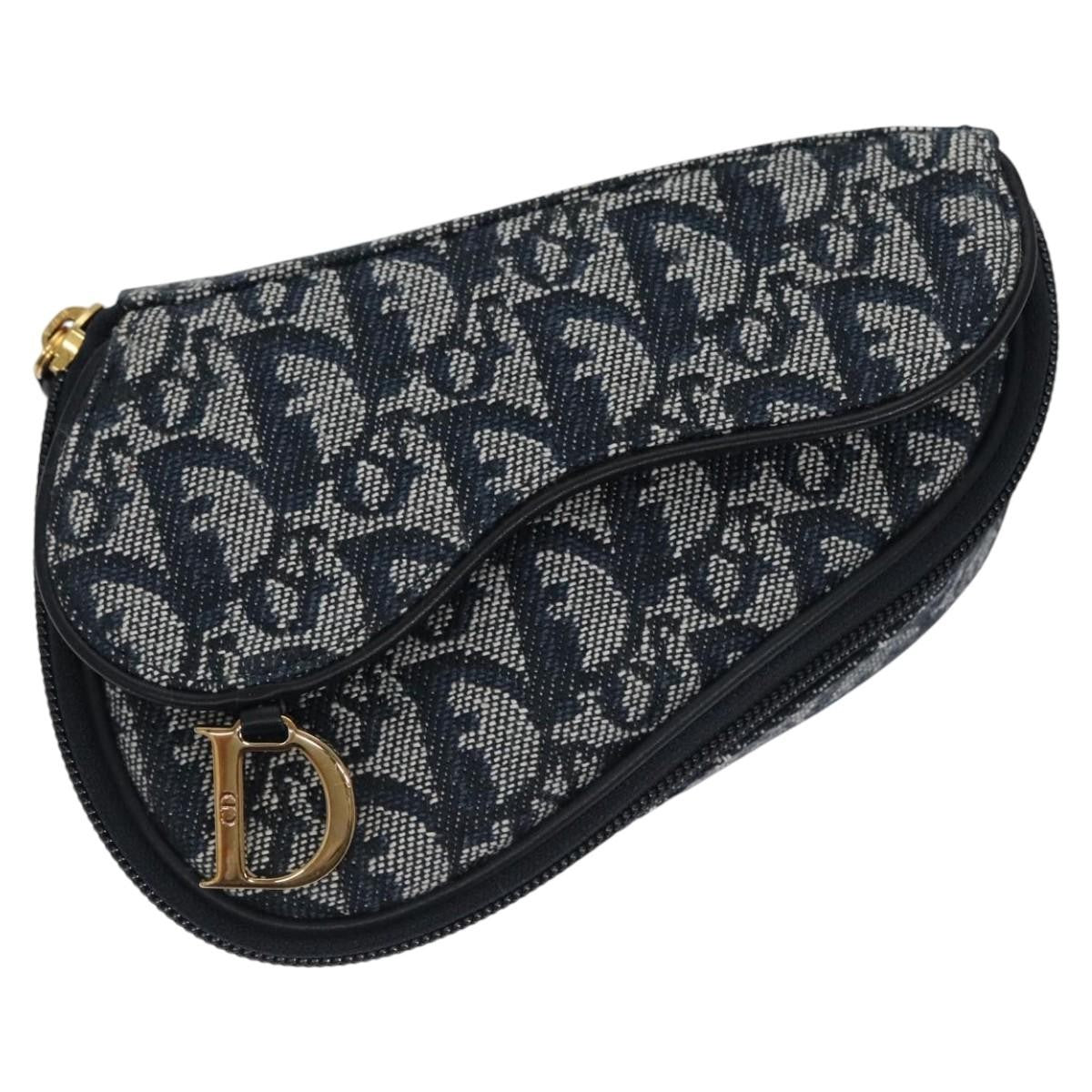 Dior Handbag Christian Saddle Coin Purse issimo Bag 2 Canvas Blue Navy