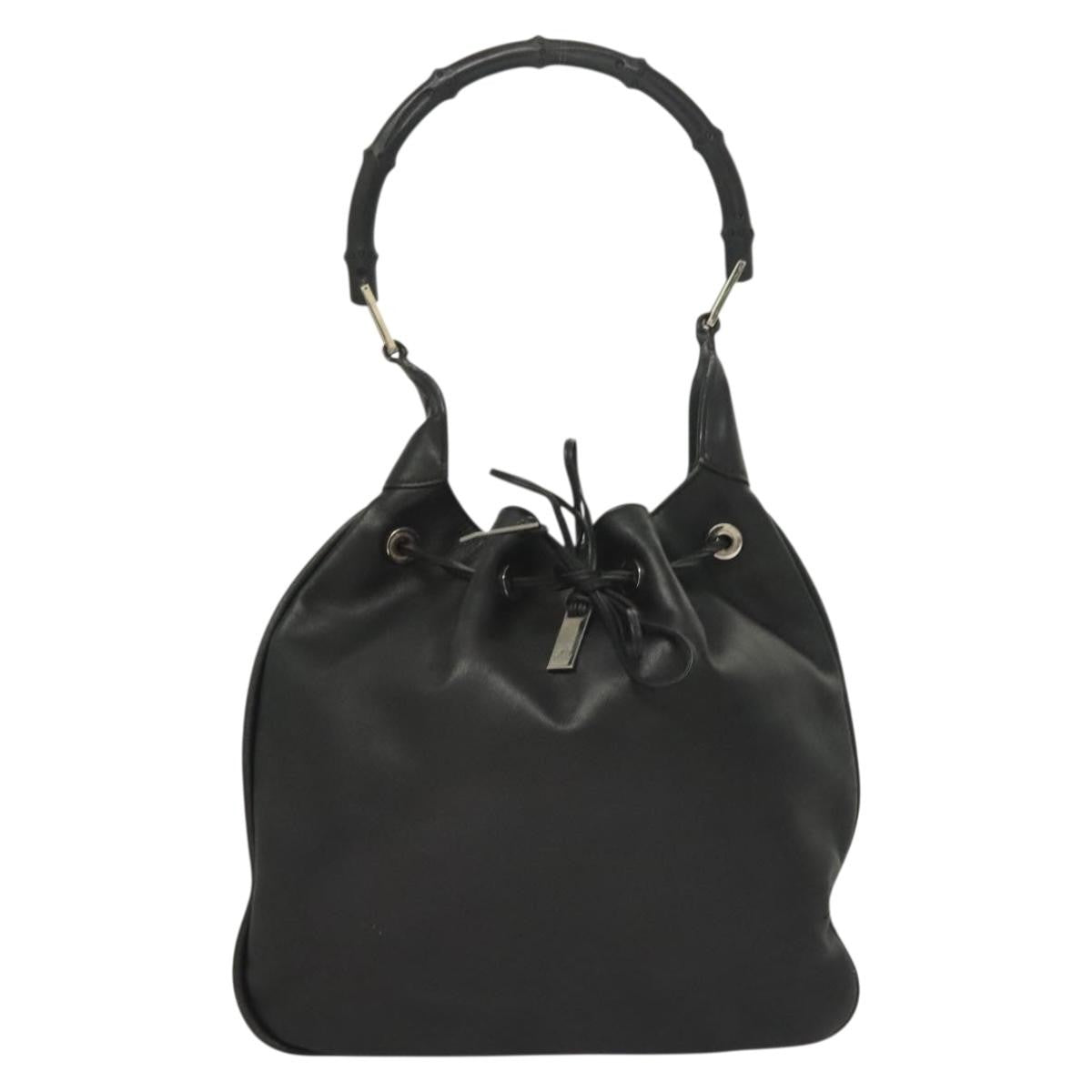 Gucci Bamboo Shoulder Bag Leather Black Leather Handbag