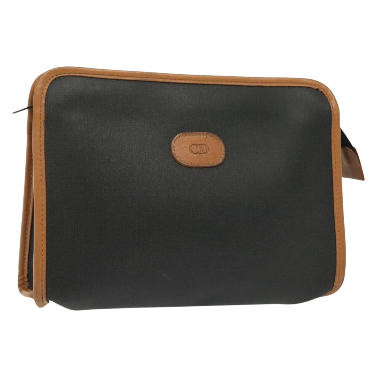 Dior Clutch Bag Christian Homme Around Pouch Pvc Clutche Leather Black Zip