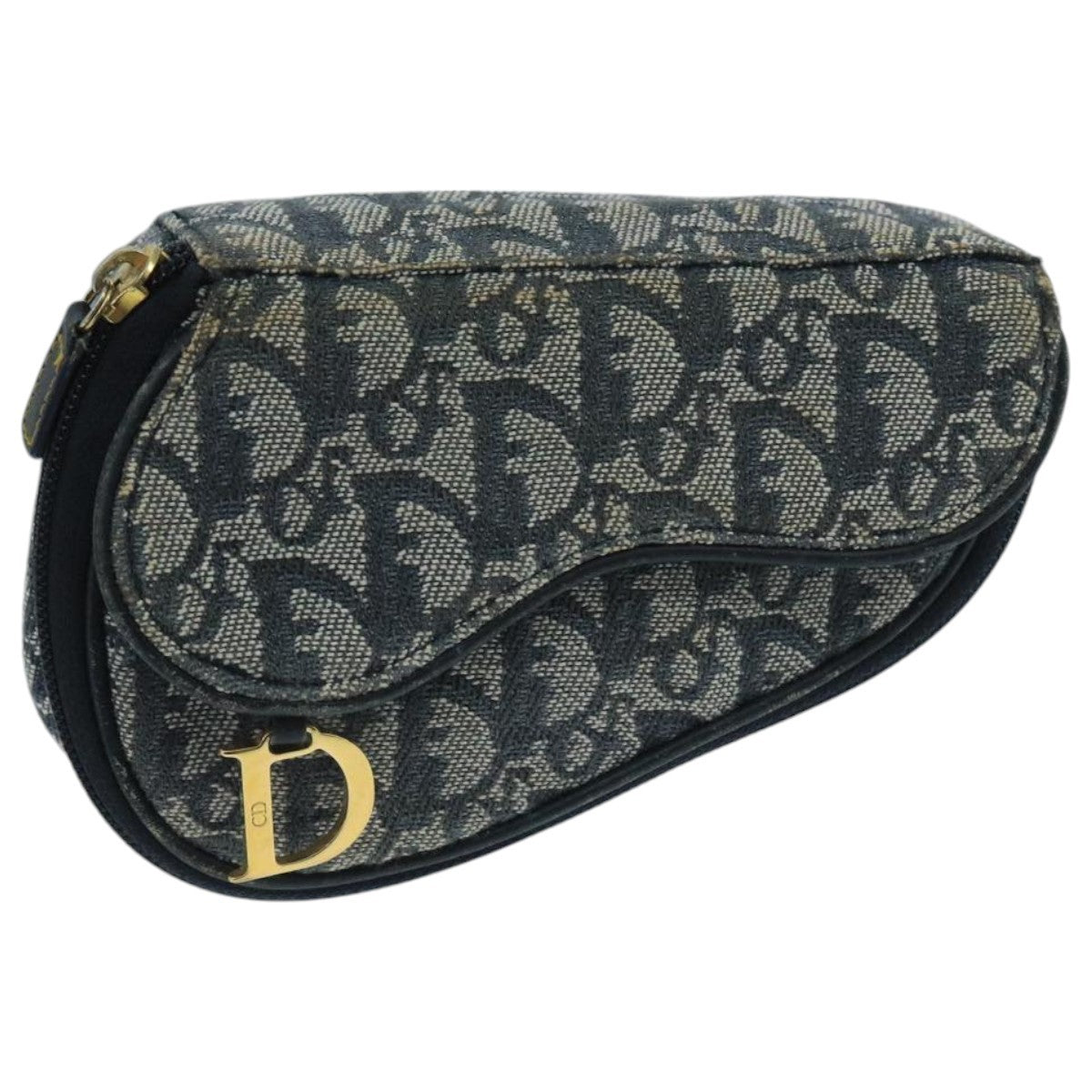 Dior Clutch Bag Christian Saddle Coin Purse issimo Clutche Canvas Blue Navy