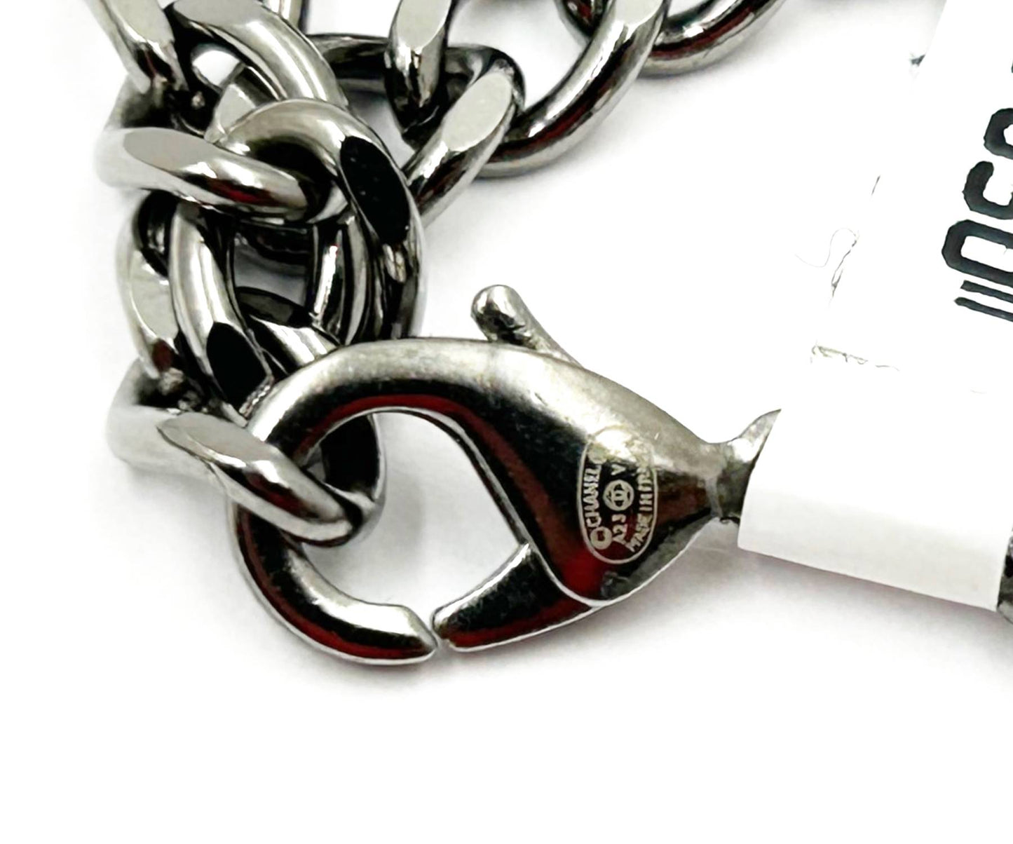 Chanel Brand New Silver Crystal Charms Gunmetal Chain Choker Necklace