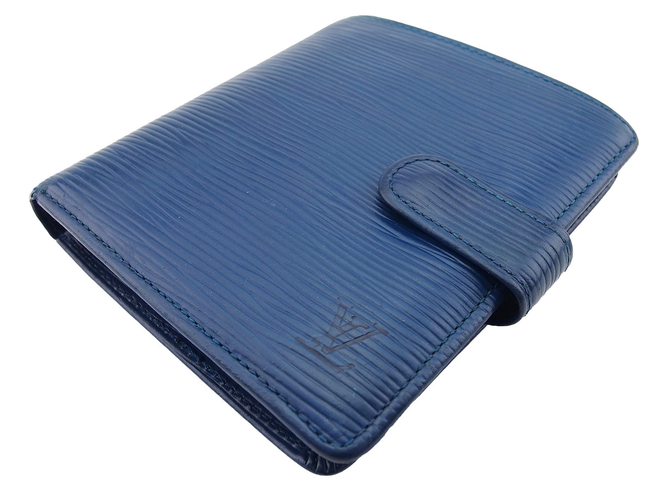 Louis Vuitton Bifold M63555 Porte Billets Compact Blue Wallet Case