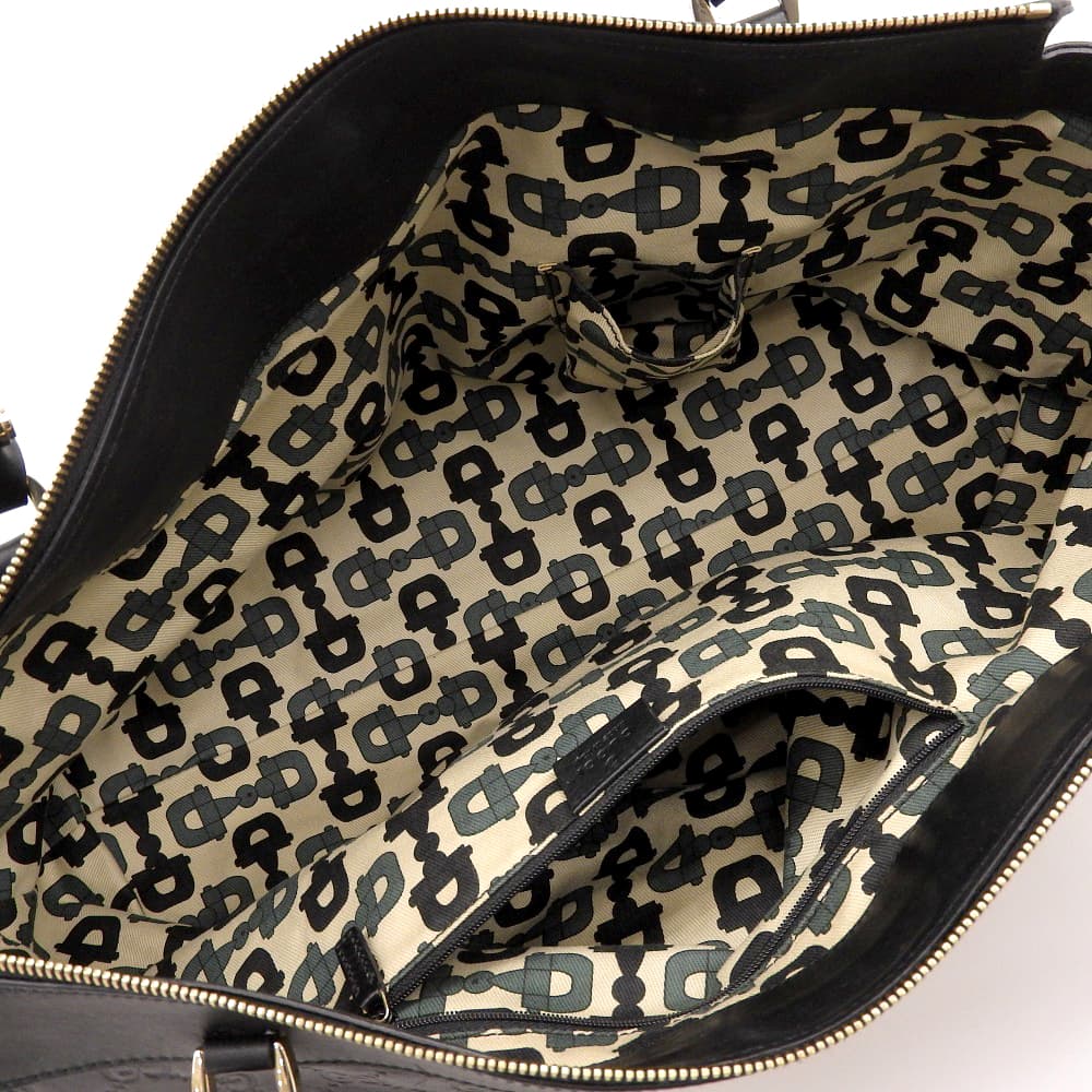 Gucci Boston Handbag Leather Black Travel Bag
