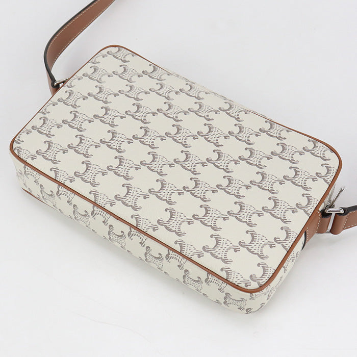 Shoulder Bag Triomphe Horizontal Messenger Pvc Women White