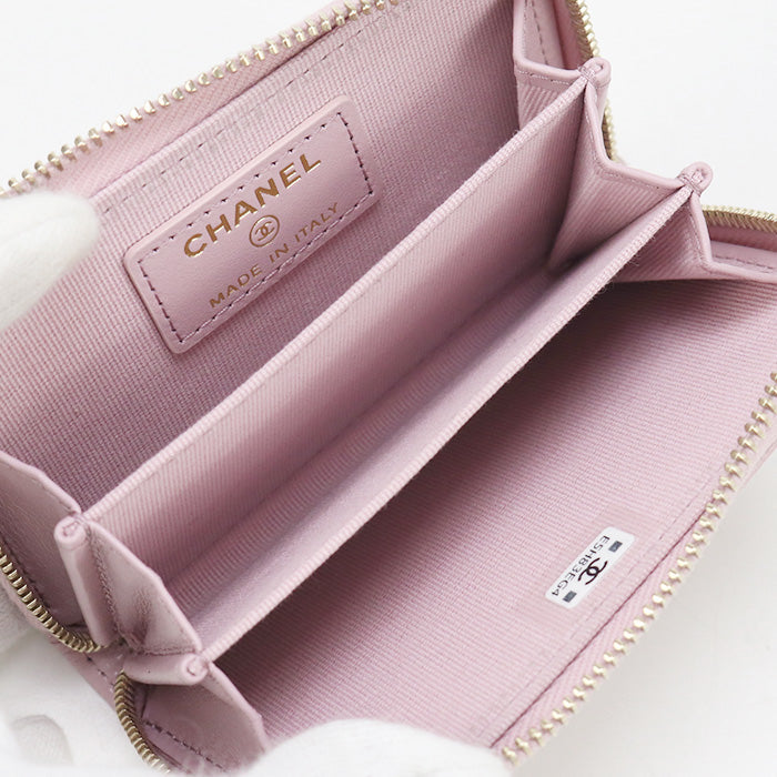 Chanel Zip coin purse Matrasse Coin Pocket Pink Wallet Case