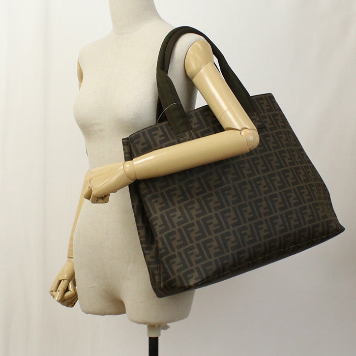 Fendi 7Va271 Uzd Tote Bag Zucca Pattern Handbag Coated Canvas Brown