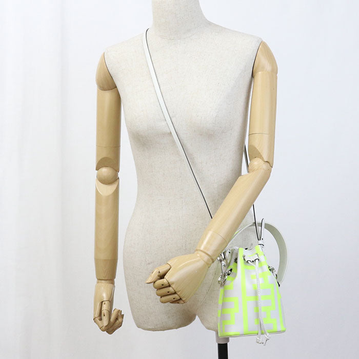 Fendi 8Bs010 Montresor Diagonal Shoulder Bag Women Leather White Mini