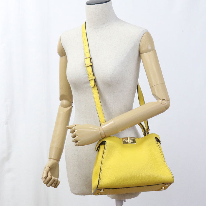 Fendi 8Bn302 Handbag Selleria Bekaboo Essential 2Way Handbag Women Leather Yellow Travel Bag