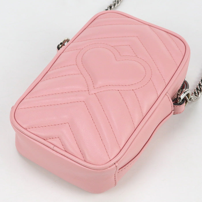 Gucci GG Marmont Smartphone Quilted Leather Pink Shoulder Bag