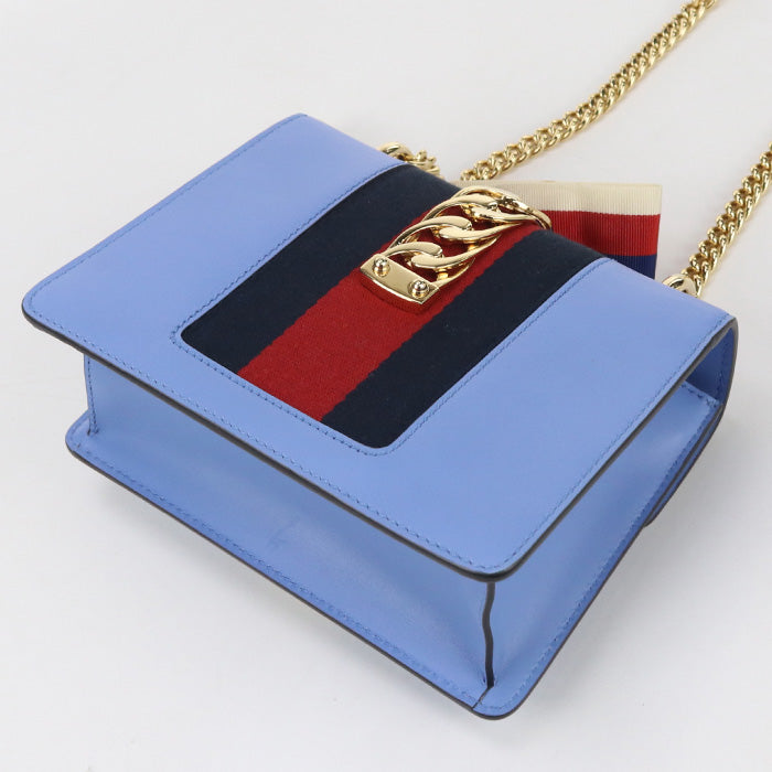 Gucci Silvi ChainShoulder Leather Blue Shoulder Bag