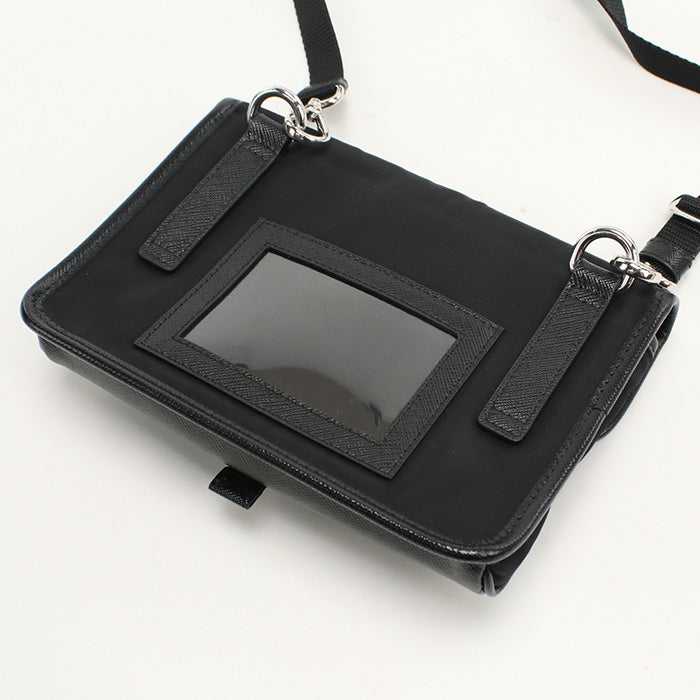 Diagonal Shoulder Bag Safiano Mens Leather Nylon