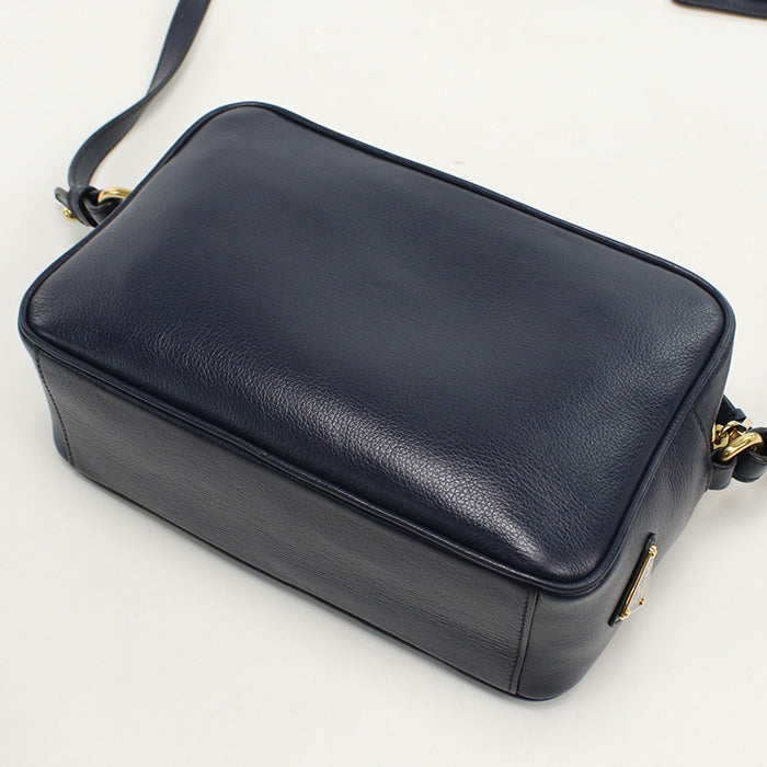 Ebj Calfskin Shoulder Bag Navy Women Small