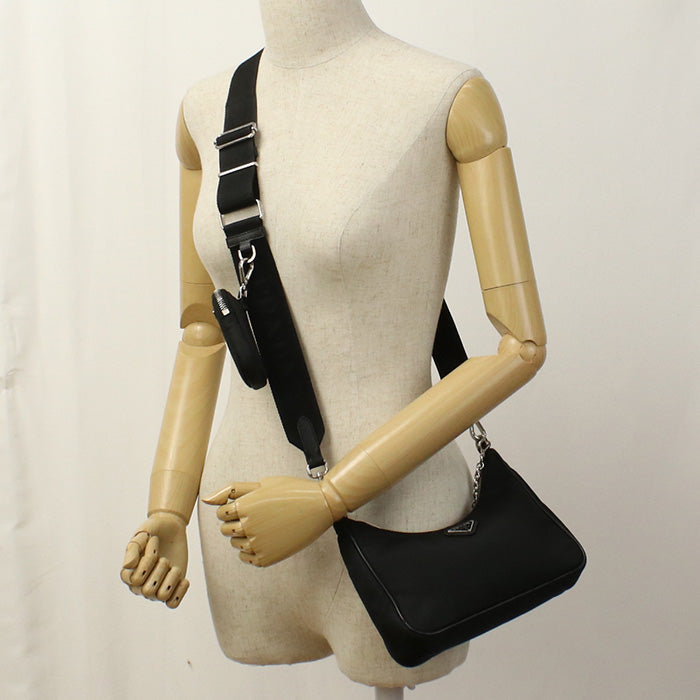Shoulder Bag Waychainshoulder Bag Recycled Women Nylon Black