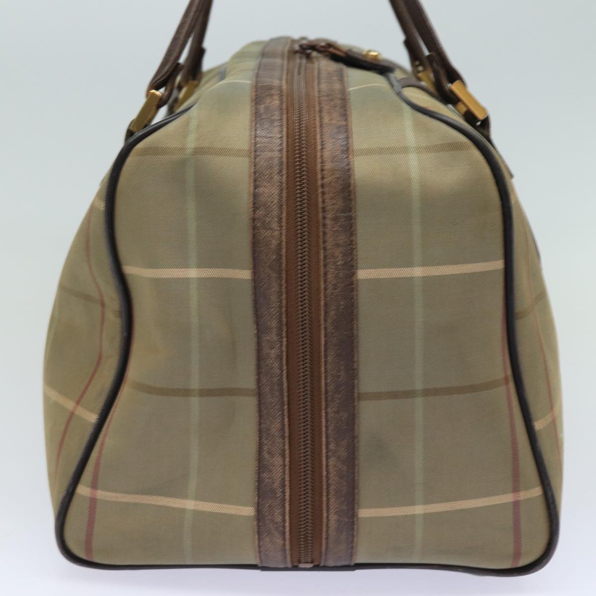 Burberry Luxury ss Nova Check Boston Bag Auth Yb602 Leather Canvas Brown Travel Bag