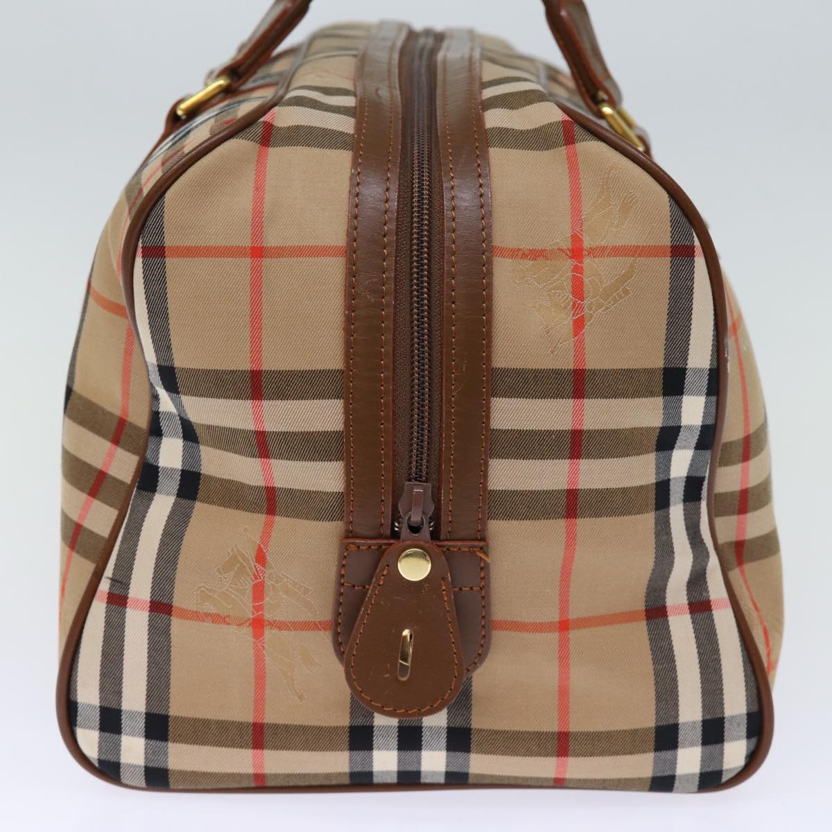 Burberry Luxury ss Nova Check Boston Bag Auth Yk12463 Canvas Beige Travel Bag