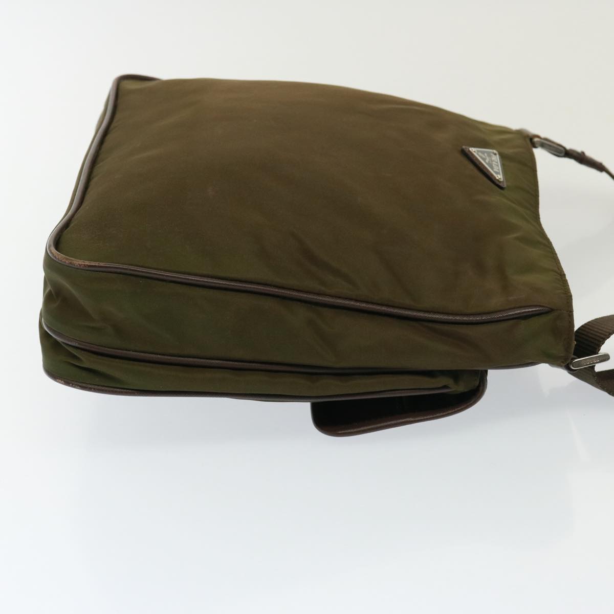 Prada Shoulder Bag Enamel Khaki Auth Brown