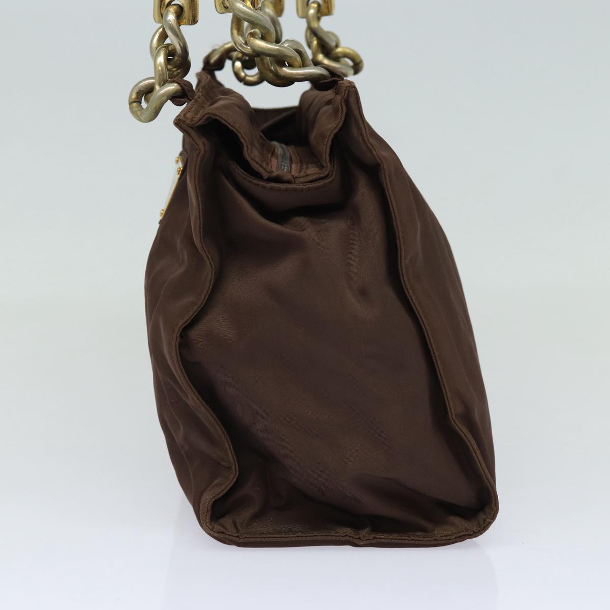 Prada Hand Bag Auth Nylon Brown Travel Bag Brown Auth Yk13959